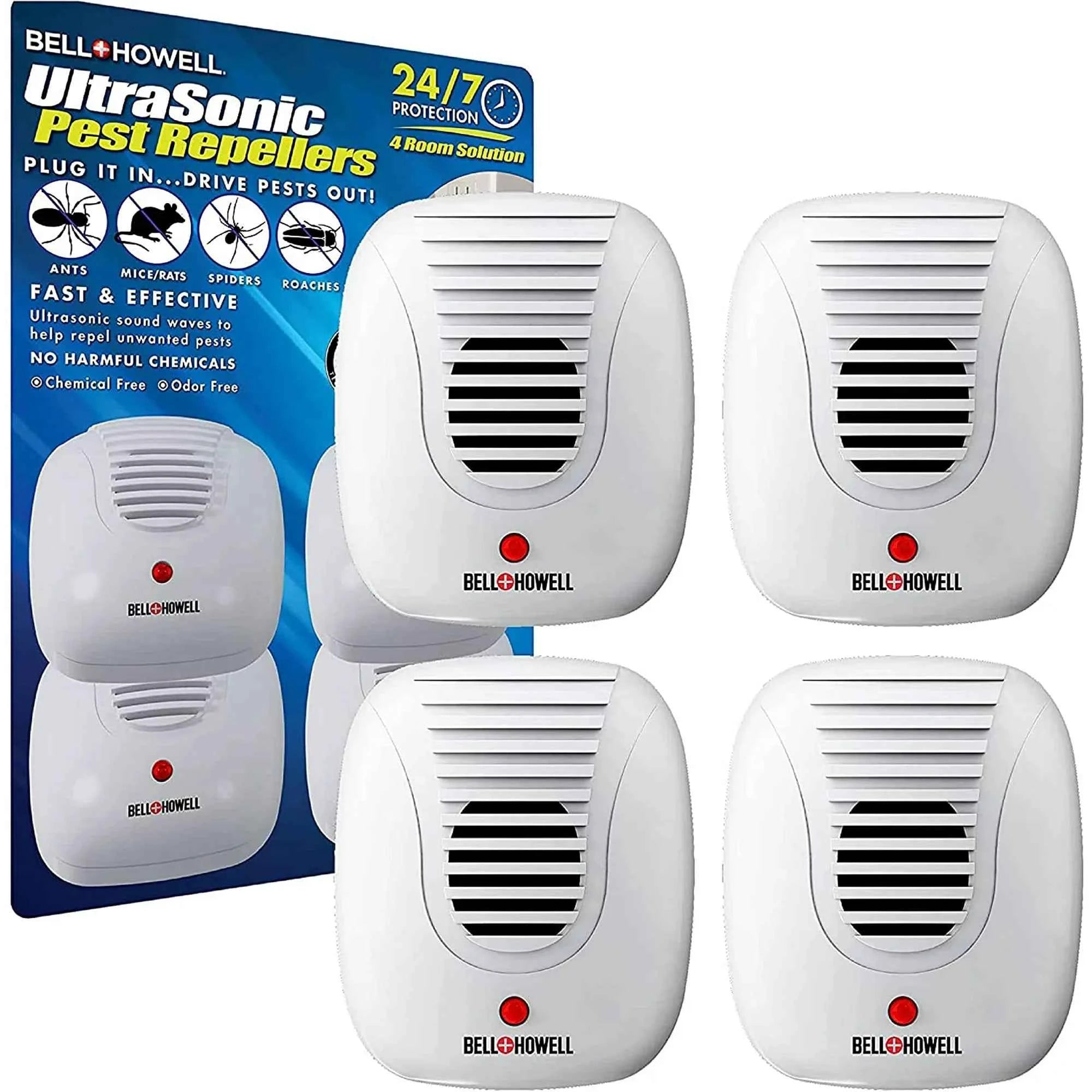 Bell+Howell Pest Repeller Ultrasonic Pest Repeller 4 Pcs Pest Repellent for Ants Rats Roaches Spiders and more Bell+Howell Pest Repeller Ultrasonic Pest Repeller 4 Pcs Pest Repellent for Ants Rats Roaches Spiders and more